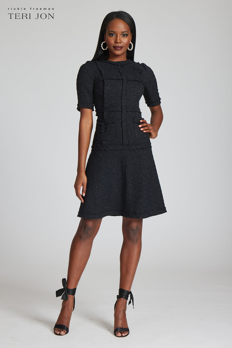 Tweed Dress with Metallic Trim – Terijon.com