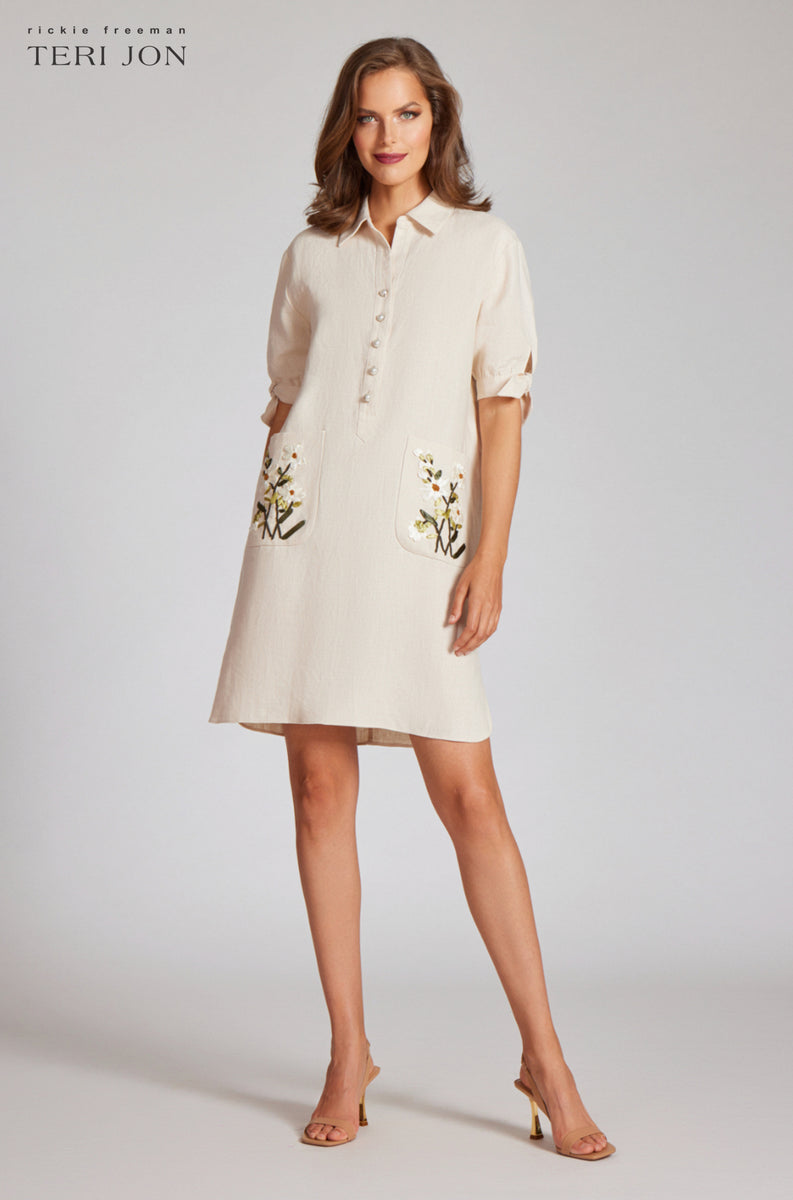 Embroidered on sale shift dress