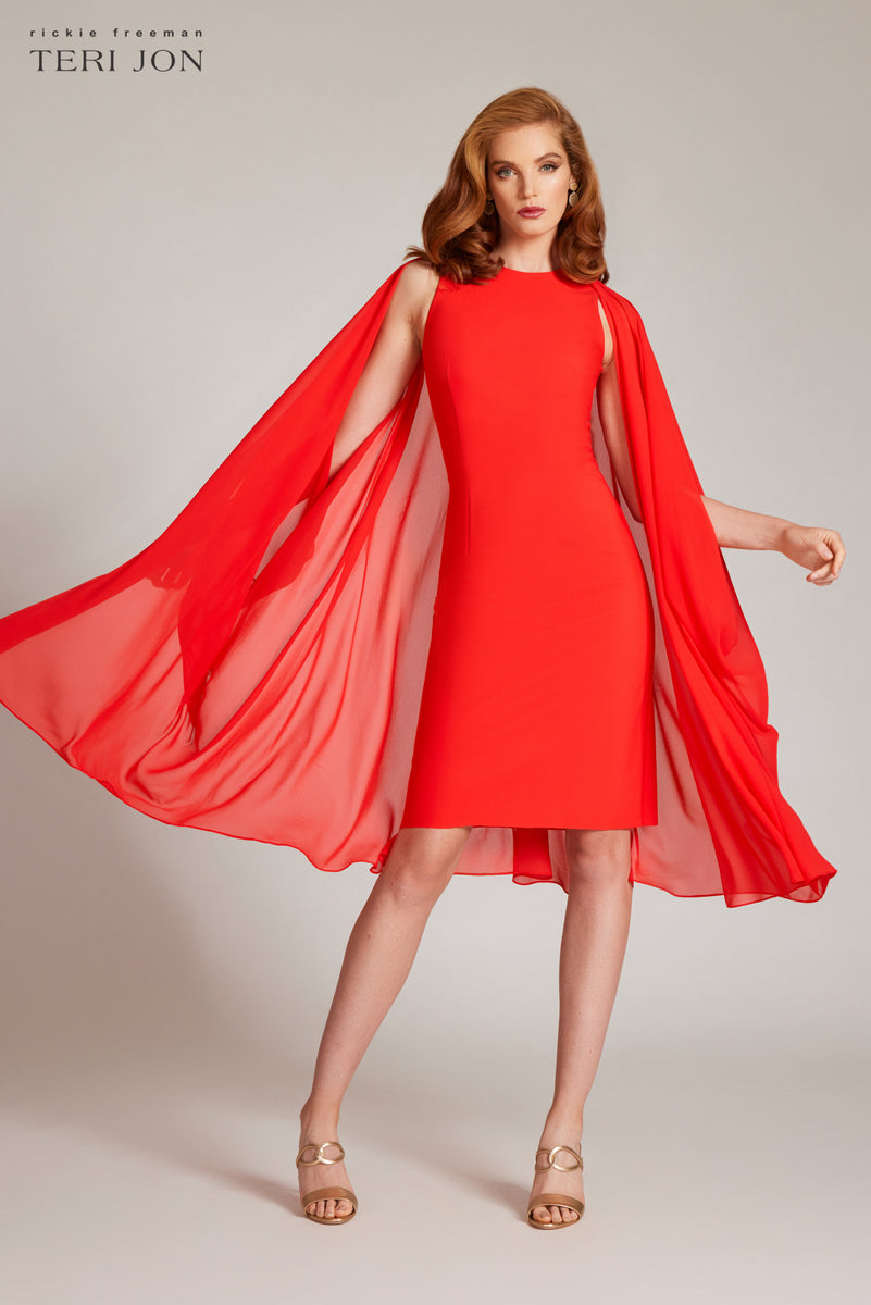 Red 2025 chiffon cape