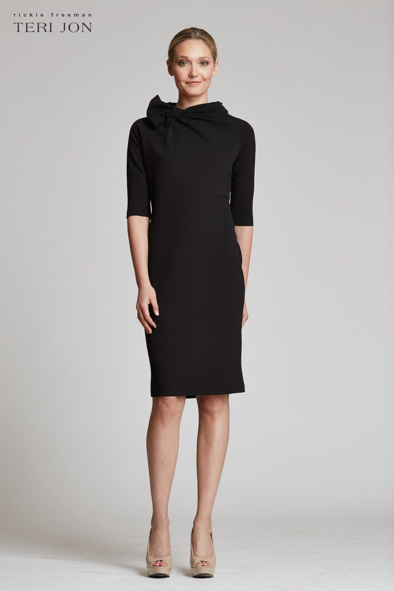 3/4 Sleeve Bow Neck Sheath Dress – Terijon.com