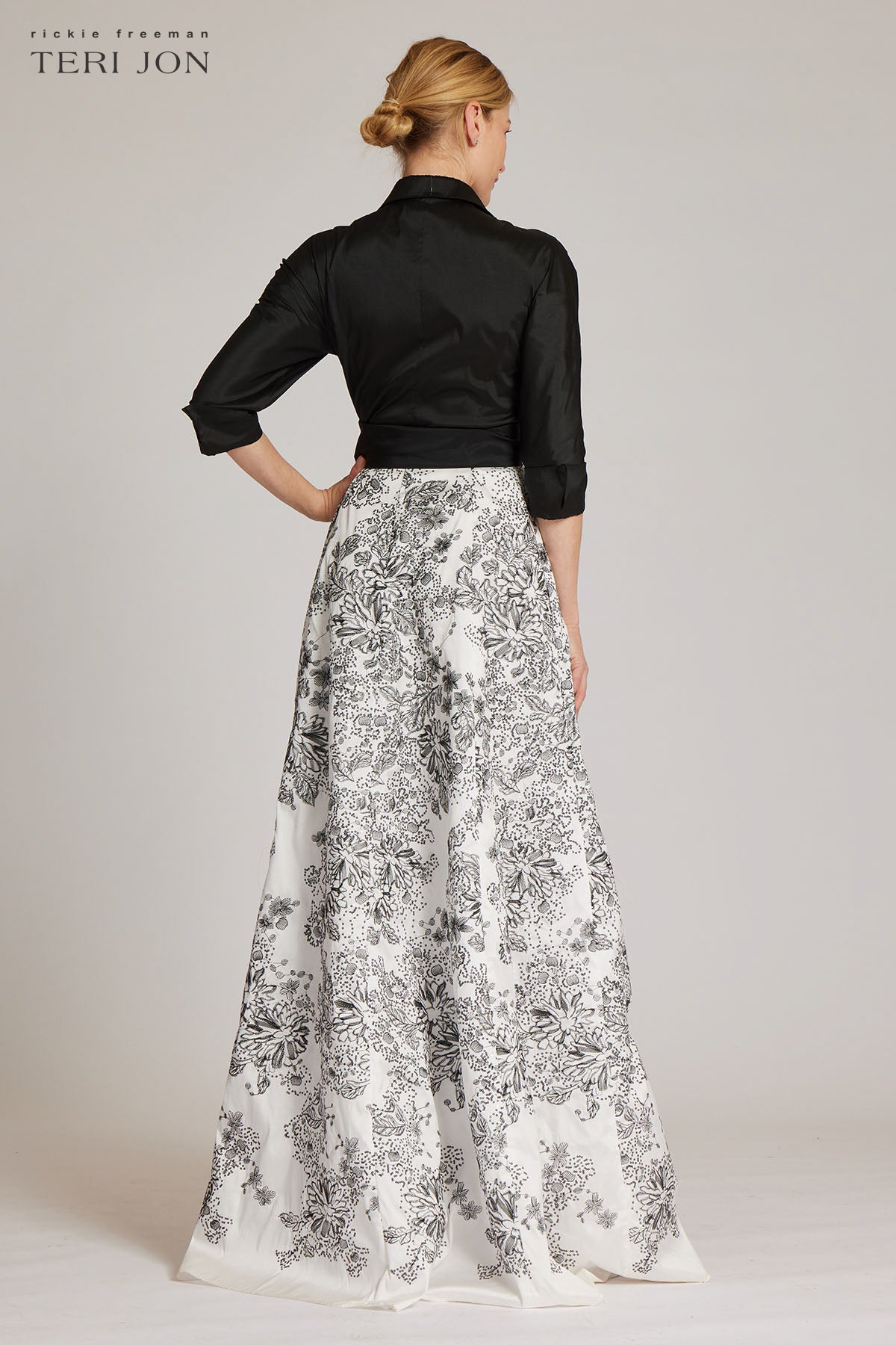 Taffeta Shirt Gown with Black and White Skirt – Terijon.com